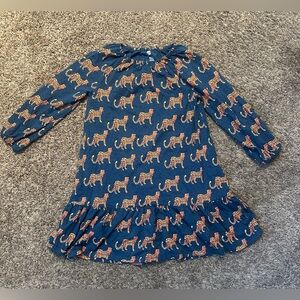 Tea Collection Navy Dress with Orange Leopard Print